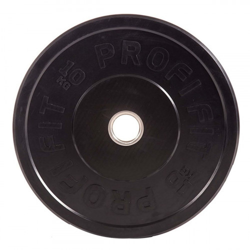 Диск для штанги каучуковый, черный,   Profi-Fit D-51, 10 кг