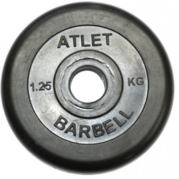 Диск обрезиненный, чёрного цвета, 31 мм, 1.25 кг Atlet