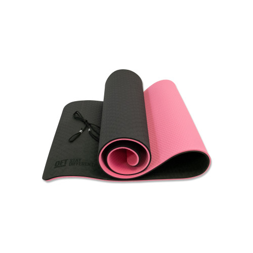 Коврик для йоги 10 мм двухслойный TPE черно-розовый