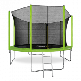 Батут Arland 12FT с внутренней страховочной сеткой и лестницей  (Светло-зеленый)