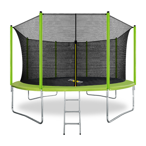 Батут Arland 14FT с внутренней страховочной сеткой и лестницей  (Светло-зеленый)