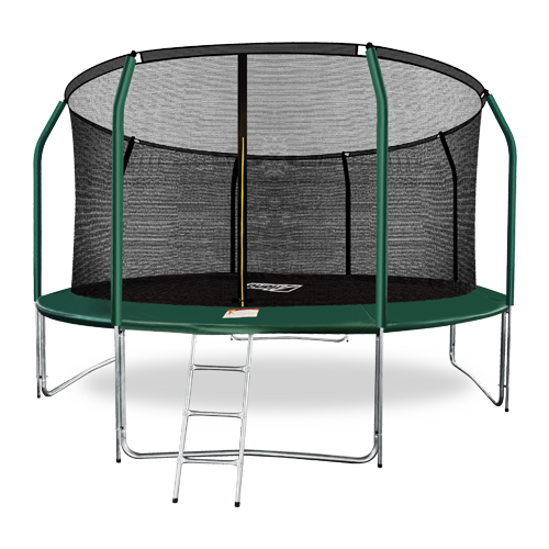 Батут Arland премиум 14FT с внутренней страховочной сеткой и лестницей  Темно-зеленый